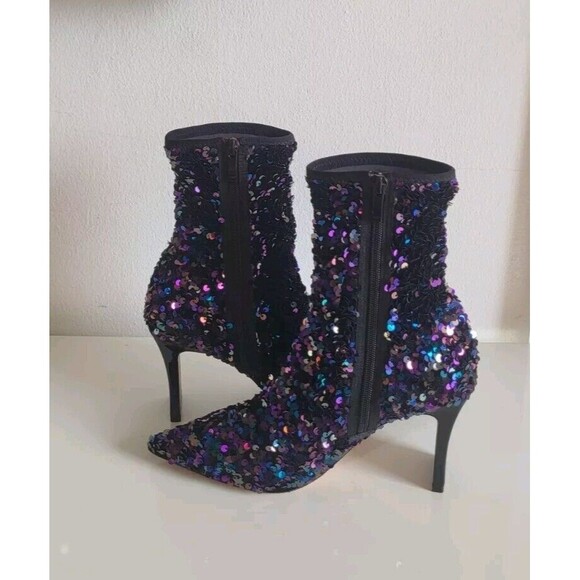 Franco Sarto Avana Women's Multicolor Sequins Pointed Toe Zipper Heel Boots Sz 8 - Picture 7 of 13
